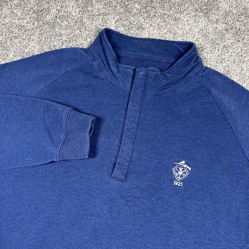 Holderness & Bourne Cotton Pullover Mens L Navy Heather Quarter Zip Golf Knit